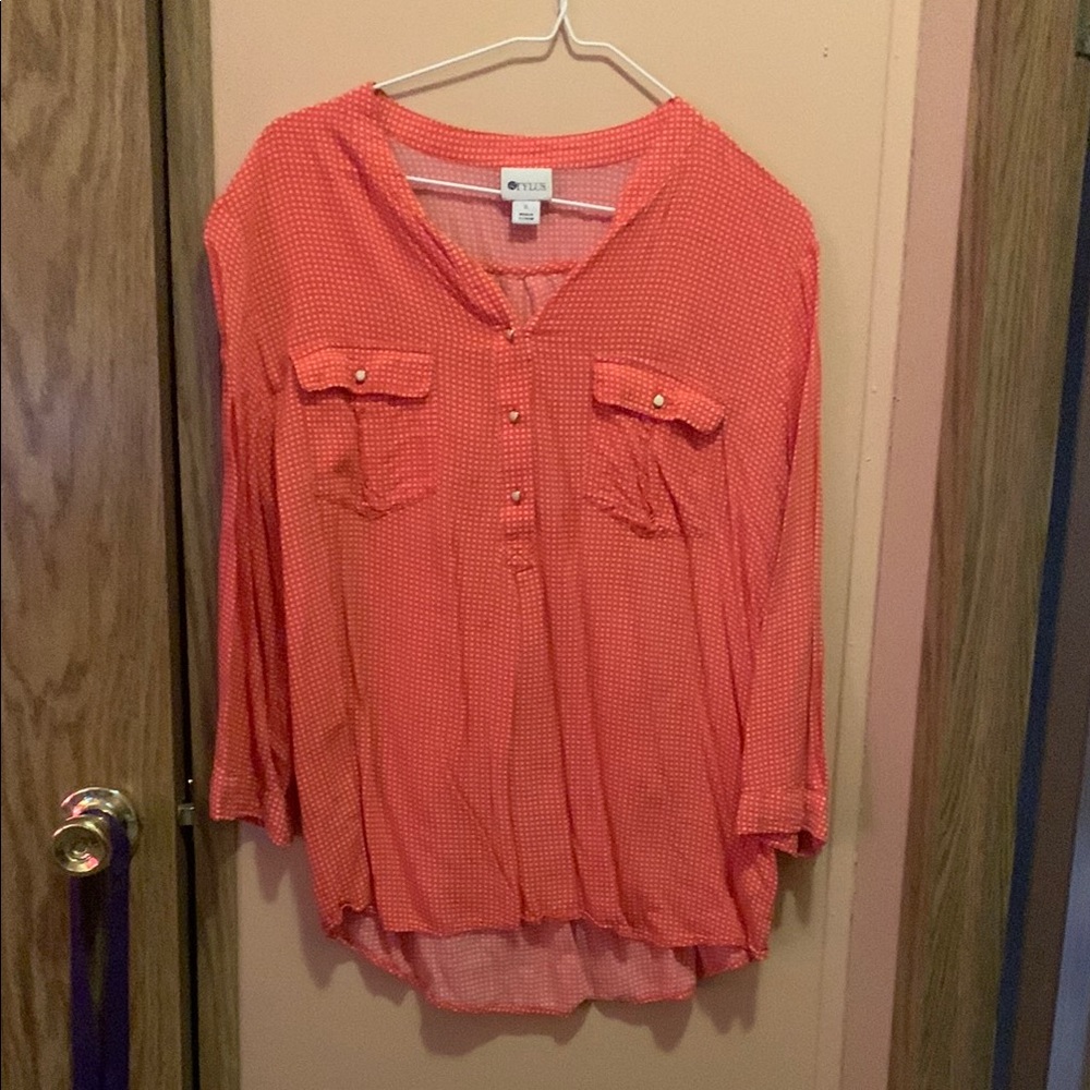 Orange Button-Up Women's Top
